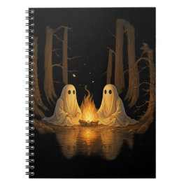 ハロウィーン スプーキーゴーストキャンプファイヤー夜の森アート ノートブック