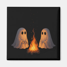 ハロウィーン スプーキーゴーストキャンプファイヤー夜の森アート マグネット