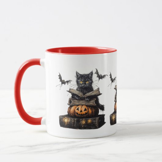 ハロウィーン スプーキー ウィッチー キャット デザイン マグ (左)