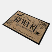 ハロウィーン スプーキー カントリー風ジュート 麻布 BEWARE ドアマット (アングル)