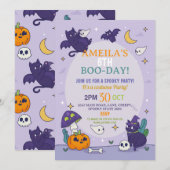 ハロウィーン スプーキー ゴースト パーティー 誕生日 招待状 (正面/裏面)
