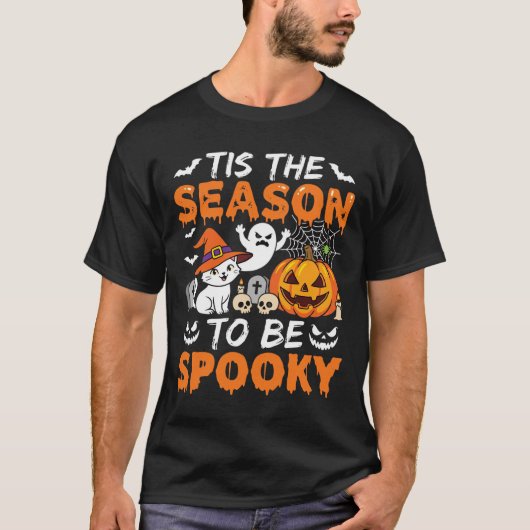 ハロウィーン スプーキー シーズン 猫 おばけ かぼちゃ Tシャツ (正面)