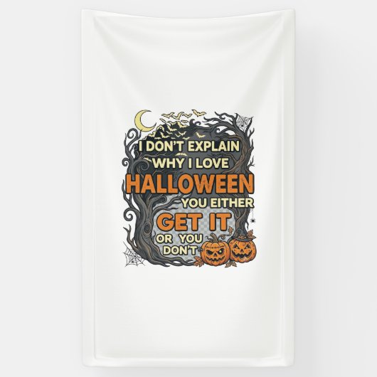 ハロウィーン スプーキー ツリー パンプキン コウモリ クモの巣 横断幕 (縦)
