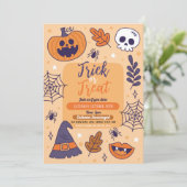 ハロウィーン スプーキー トリック オア トリート パーティー パンプキン 招待状 (スタンド正面)