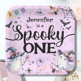 ハロウィーン スプーキー ワン かわいい おばけ 1歳の誕生日パーティー ペーパープレート