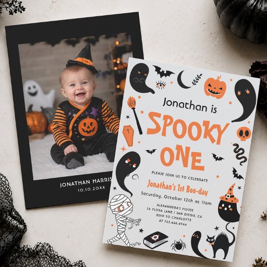 ハロウィーン スプーキー ワン 誕生日パーティー 男の子 招待状