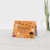 ハロウィーン スプーキー ワン 1歳の誕生日 オレンジ色の折りたたみ サンキューカード (正面)