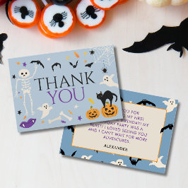 ハロウィーン スプーキー ワン 1歳の誕生日 ブルー サンキューカード
