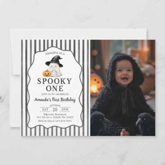 ハロウィーン スプーキー ワン 1歳の誕生日 写真招待状 招待状 (正面)