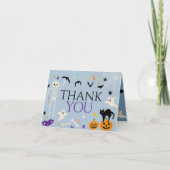 ハロウィーン スプーキー ワン 1歳の誕生日 青い折りたたみカード サンキューカード (正面)