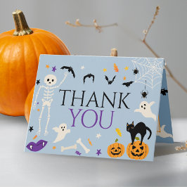 ハロウィーン スプーキー ワン 1歳の誕生日 青い折りたたみカード サンキューカード