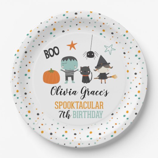 ハロウィーン スプークタキュラー キッズ 誕生日 紙皿 (正面)
