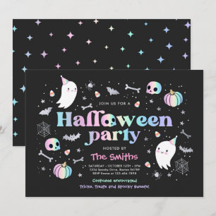 ハロウィーン スプークタキュラー パーティー かわいいパステル ゴースト 招待状