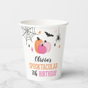 ハロウィーン スプークタキュラー 誕生日 ピンクのパンプキン 紙コップ