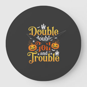 ハロウィーン ダブル ダブル トイル アンド トラブル ウィッチ ラージ壁時計