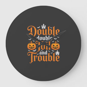 ハロウィーン ダブル ダブル トイル アンド トラブル_1 ラージ壁時計