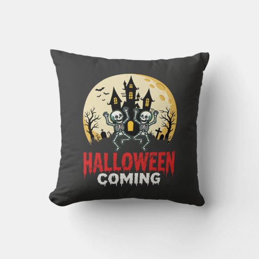 ハロウィーン ダンシングスケルトン 幽霊城 クッション (正面)
