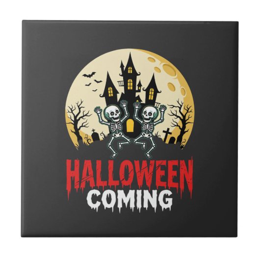 ハロウィーン ダンシングスケルトン 幽霊城 タイル (正面)