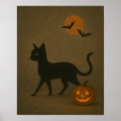 ハロウィーン ダークアカデミア スタイル | 黒猫カボチャ ポスター (正面)