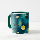 ハロウィーン – ダークグリーン不気味ブローチ マグカップ (正面左)