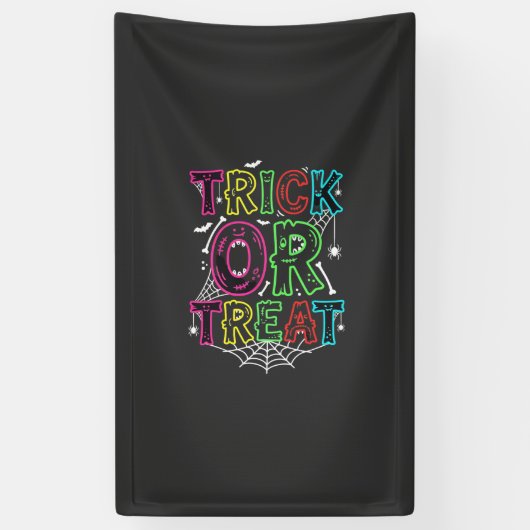 ハロウィーン トリック オア トリート クモの巣 デザイン_1 横断幕 (縦)