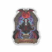 ハロウィーン ドラキュラ 赤い月 コウモリ ドクロ_1 シール (正面)