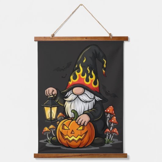 ハロウィーン・ノームの木製天辺ウォールタペストリー 吊り下げ型タペストリー (正面)