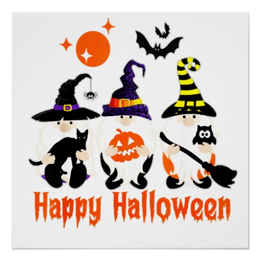 ハロウィーン ノーム かわいい 秋 パンプキン 秋 ポスター (正面)