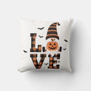 ハロウィーン・ノーム・タータンLOVE 黒オレンジ クッション
