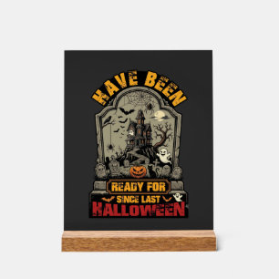 ハロウィーン ハロウィン お化け屋敷 墓石 準備万端 アクリルサイン