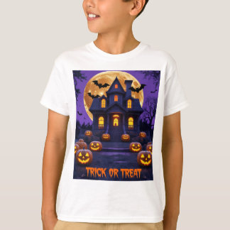 ハロウィーン・ハントされた家Tシャツ | スプーキーなカボチャたち, Tシャツ
