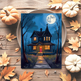 ハロウィーン ハンドペイント お化け屋敷 シーズンポストカード