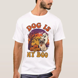 ハロウィーン パグ おばけ かぼちゃ デザイン_1 Tシャツ
