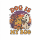 ハロウィーン パグ おばけ かぼちゃ_1 シール (正面)