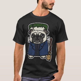 ハロウィーン・パグ・フランケンシュタインのコスチューム かわいいスプーキー・ドッグ Tシャツ