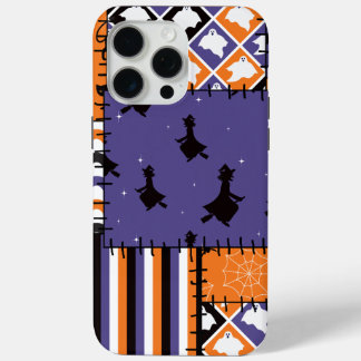 ハロウィーン パッチワーク 魔女 猫 iPhone 15 PRO MAXケース