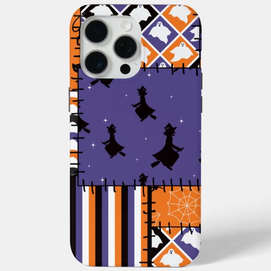 ハロウィーン パッチワーク 魔女 猫 Case-Mate iPhoneケース (裏面)