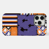 ハロウィーン パッチワーク 魔女 猫 iPhoneケース (裏面横)