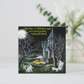 ハロウィーン，パーティー，招待，幽霊たち,幽霊のよく出る家 招待状 (スタンド正面)