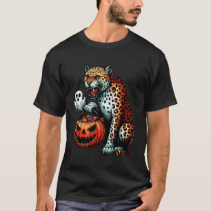 ハロウィーン ヒョウ 幽霊 お菓子入れ 4 Tシャツ
