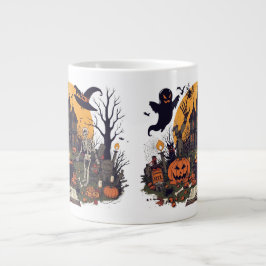 ハロウィーン ビンテージ おばけ かぼちゃ デザイン ジャンボコーヒーマグカップ