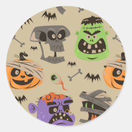 ハロウィーン ビンテージ パターン クラシック ラウンド ステッカー