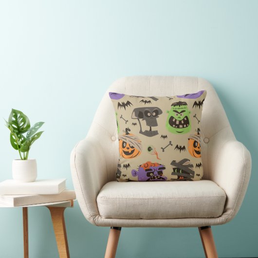 ハロウィーン ビンテージ パターン スロー ピロー (椅子)