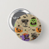 ハロウィーン ビンテージ パターン ボタン 缶バッジ (正面&裏面)