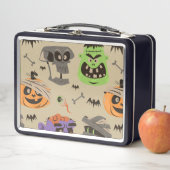 ハロウィーン ビンテージ パターン メタル ランチボックス (インサイチュ)