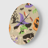 ハロウィーン ビンテージ パターン ラージクロック ラージ壁時計 (傾斜)