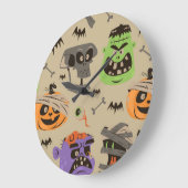 ハロウィーン ビンテージ パターン 大きい時計 ラージ壁時計 (傾斜)