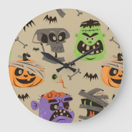 ハロウィーン ビンテージ パターン 大きい時計 ラージ壁時計