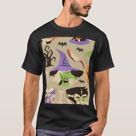 ハロウィーン ビンテージ パターン Tシャツ (正面)