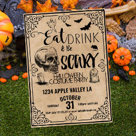 ハロウィーン ビンテージ パーティー Eat Drink and Be Scary ポスター
